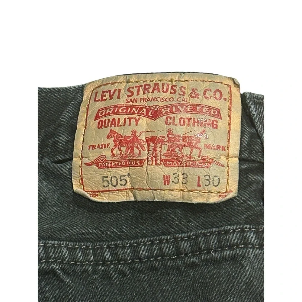VTG Levis 505 Black Denim Jeans - Men 33x30 Regular Fit 100% Cotton Y2K Vintage